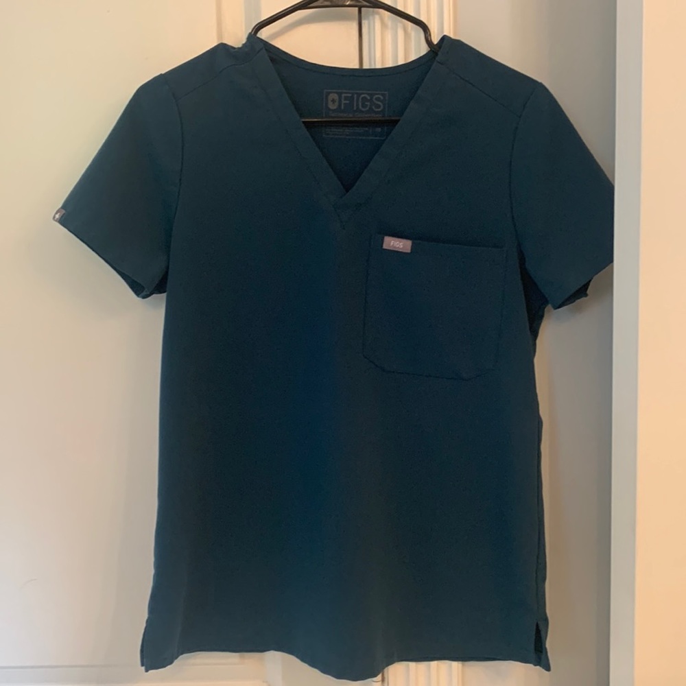Figs Catarina one pocket top Caribbean blue